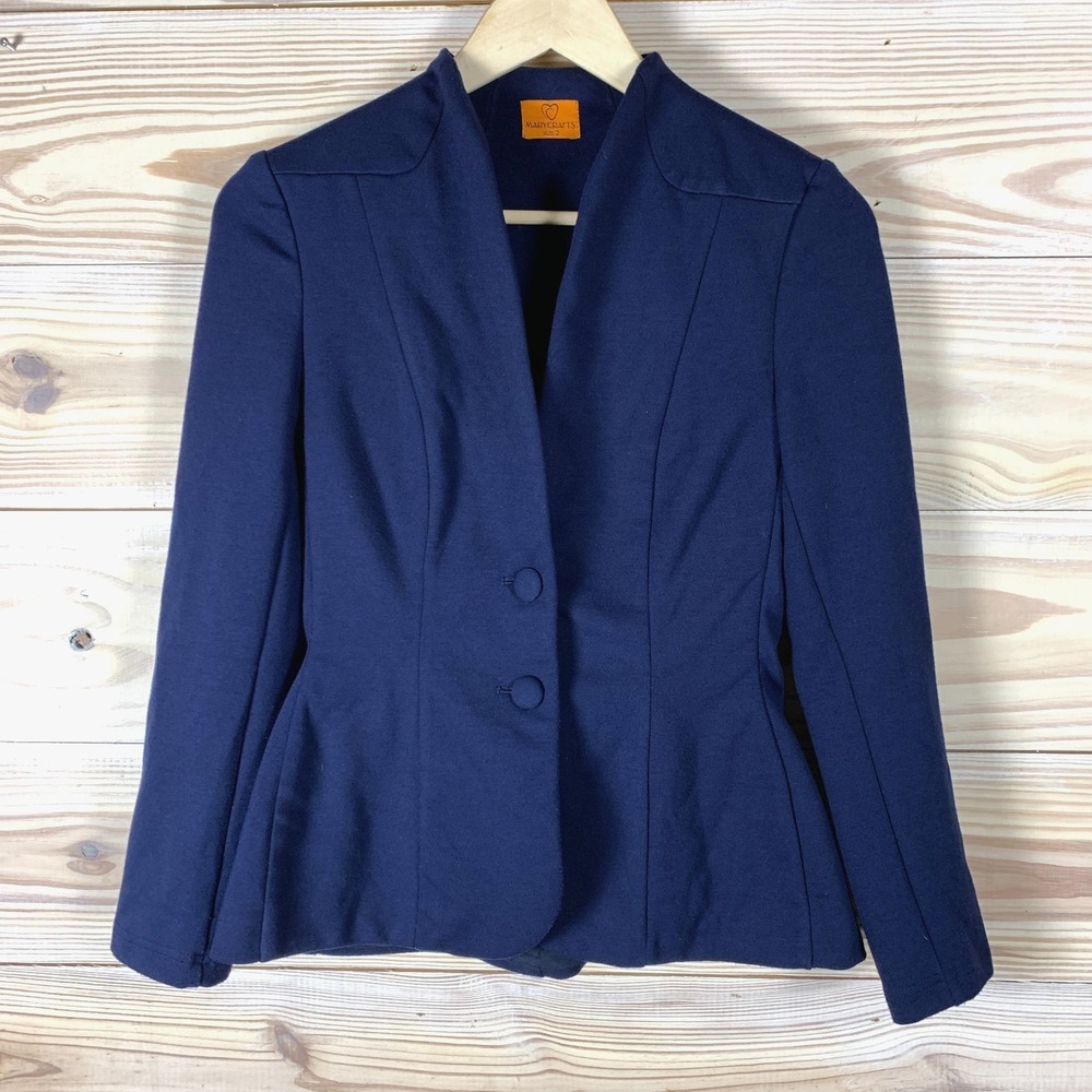 Mary Crafts Blazer Womens 2 Y2K Fitted Structured‎ Handsewn Jacket Quiet Lux